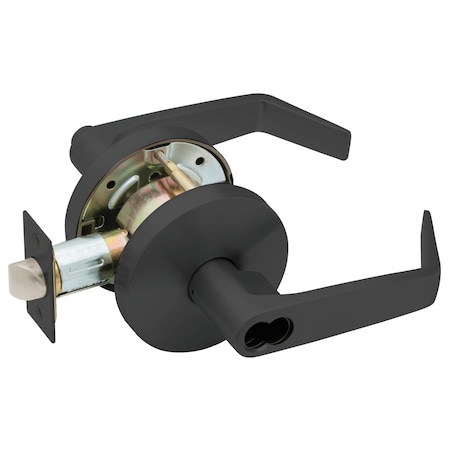 Falcon Grade 2 Entry Cylindrical Lock, SFIC Prep Less Core, Dane Lever, Standard Rose, Flat Black Coated W501BD D 622